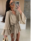 cheap White Casual Dresses-Women&#039;s Mini Dress Casual Dress Spring Dress Elegant Casual Daily Regular Fit Solid Color Long Sleeve V Neck Black White Pink Red Fall