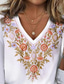 cheap Boho tee-Women&#039;s T Shirt Floral Elegant Vintage Long Sleeve Crew Neck Regular Tops Daily Print Pearl Spring Fall