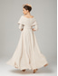 abordables Combinaisons pour maman-Combinaison Deux Pièces  Tailleur Mère de la Mariée Invité de Mariage Élégante Fête Col Rond Hors Épaule Longueur Cheville Tissu Élastique Manches 3/4 avec Ceinture  Ruban 2025