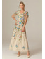 cheap Floor Length-Floral Lace A-Line Embroidered Dress Beach Wedding Formal Mother of the Bride Elegant Vintage V Neck Ankle Length Tulle Short Sleeve with Appliques Flower