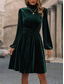 cheap Plain Dress-Women&#039;s Mini Dress Corset Dress A Line Dress Work Dresses Elegant Cocktail Vacation Work Daily Regular Fit Plain Long Sleeve Stand Collar Black Wine Green Summer