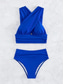 preiswerte Bikini-Sets-Damen Badeanzug Bikinis 2 Stück Unterhosen Bademode Rückenfrei Schlank Hoch tailliert Urlaub Strandbekleidung Feste Farbe Halfterhals Ärmellos Badeanzüge