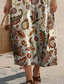cheap Floral Dress-Women&#039;s Maxi Dress Casual Dress Elegant Bohemia Vacation Daily Loose Fit Paisley Color Block Vintage Short Sleeve Crew Neck Beige Summer