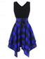 cheap Casual Dress-Women&#039;s Mini Dress Fit And Flare Dress Stylish Sexy Regular Fit Plaid Sleeveless V Neck White Red Blue Green Summer Spring