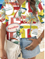 economico Top da Vacanza per Donne-Camicia da donna Geometrica Elegante Spiaggia Maniche Corte Collo Camicia Top Regolari Stampa Bottoni Rossa Primavera Autunno