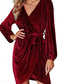 cheap Plain Dress-Women&#039;s Mini Dress Wrap Dress Bodycon Dress Puff Sleeve Dress Party Birthday Party Birthday Regular Fit Graphic Long Sleeve V Neck Black Wine Green Dark Blue Summer Spring Fall Winter