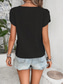 cheap Plain tee-Women&#039;s T Shirt Plain Fashion Modern Casual Short Sleeve V Neck Regular Tops Daily Weekend Buttons Black Navy Blue Orange Green Beige Summer