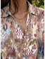 cheap Art&amp;Design Tops-Women&#039;s Shirt Long Sleeve Button Down Blouse Geometric Color Block Casual Shirt Collar Regular Tops Work Daily Buttons Print Khaki Spring Fall Winter