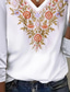 cheap Boho tee-Women&#039;s T Shirt Floral Elegant Vintage Long Sleeve Crew Neck Regular Tops Daily Print Pearl Spring Fall