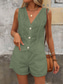 cheap Women’s Short Sets-Women&#039;s Fashion Streetwear Daily Blouse Baggy Shorts Sleeveless Crew Neck Plain Hole Casual Daily Black White Army Green Summer Regular Fit