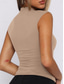 cheap Tank Tops &amp; Camis-Women&#039;s Camisole Tank Top Solid Color Stylish Casual Short Sleeve Turtleneck Regular Tops Daily Ruched Black White Red Fuchsia Khaki Summer Spring