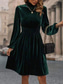 cheap Plain Dress-Women&#039;s Mini Dress Corset Dress A Line Dress Work Dresses Elegant Cocktail Vacation Work Daily Regular Fit Plain Long Sleeve Stand Collar Black Wine Green Summer