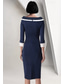 billiga Te Längd-Skjort  Kolonn Moder Till Bruden Klänning Elegant Vintage Enkel Off Shoulder Te Längd Crepe 3/4 Längd Ärmar Jacka Klänningar med Volanger Färg Block Racedag Klänning