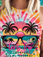 رخيصةأون تي شيرت تTie Dye &amp; Gradient-نسائي قميص بلوزة ظل محيط بوهيميا استوائي كاجوال بدون كم رقبة عالية مدورة قمصان عادية مناسب للبس اليومي مناسب للخارج عطلة نهاية الاسبوع طباعة التقزح اللوني الصيف الربيع