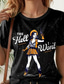 preiswerte Humor &amp; Zitate T-Shirt-Damen T Shirt Graphic Brautkleider schlicht Kurzarm Rundhalsausschnitt Normale Oberteile Täglich Bedruckt Schwarz und Grau Sommer