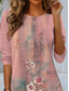 cheap Floral tee-Women&#039;s T Shirt Floral Casual Long Sleeve Crew Neck Regular Tops Daily Print Pink Spring Fall