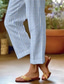 cheap Straight-Leg Pants-Women&#039;s Cotton Linen Pants Baggy Pants Linen Like Fashion Streetwear Full Length High Waist Graphic Lattice Printing Thermal Warm Breathable Soft Micro-elastic Outdoor Daily
