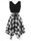 cheap Casual Dress-Women&#039;s Mini Dress Fit And Flare Dress Stylish Sexy Regular Fit Plaid Sleeveless V Neck White Red Blue Green Summer Spring