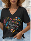 cheap Mother&#039;s Day Top-Mother&#039;s Day Women&#039;s Blouse Heart Floral Mom Casual Short Sleeve V Neck Regular Tops Daily Going out Beach Wear Print Black White Summer