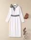 tanie Poniżej $129,99-Suknia dla matki panny młodej Elegancka Vintage Codzienna Suknia z Okrągłym Dekoltem Tea Length z Elastycznego Materiału z Długim Rękawem z Kokardą