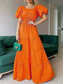 preiswerte Weiße Freizeitkleider-Damen kleid lang Weißes Kleid Sommerkleid Boho-Kleid Elegant Puffärmel Täglich Sommerkleid Lockere Passform Glatt Einfarbig Kurzarm Quadratischer Ausschnitt Schwarz Weiß Orange Sommer