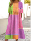 ieftine Rochie boho-Pentru femei Rochii Midi Rochie de Vară Rochie de vară Rochie Slip Vacanță Casual Stiluri de Plajă Zi de Naștere Zilnic Ieșire Potrivire Largă Grafic Manșon scurt Stil Nautic Roz Îmbujorat Vară