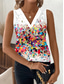 economico Canotta Arte e Design-Canotta da donna floreale grafica elegante casual senza maniche colletto a V top regolari abbigliamento da giorno stampa bianca rosa marrone estate