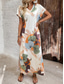 levne Květinové šaty-Dámské maxi šaty sundress A-line šaty dovolená casual dovolená každodenní nošení pravidelný střih květinová grafika krátký rukáv v-krk béžová léto