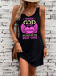 preiswerte Humor &amp; Zitate Kleid-Damen God Minikleid A-Linien-Kleid Sommerkleid Schulterfreies Kleid Urlaub Casual Daily Loose Fit Grafik Buchstabe Ärmellos U-Ausschnitt Schwarz Grau Sommer