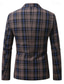 billige Herre Klassiske Blazere-Herre Blazer Virksomhet Cocktailfest Bryllupsfest Mote Fritid Vår Høst Polyester Ruter Lomme Knapper Bekvem Enkeltkneppet Blazer kaffe