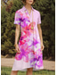 economico Abito Floreale-abito midi da donna abito camicia abito linea a vacanza casual quotidiano appuntamento vestibilità ampia floreale grafico manica corta colletto camicia rosa blu viola estate primavera
