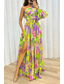 cheap Elegant Floral Dresses-Women&#039;s Long Dress Maxi Dress Prom Dress Party Dress Print Dress Elegant Fashion Party Special Occasion Regular Fit Flower Long Sleeve One Shoulder Yellow Purple Green Summer