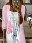 economico Abito Floreale-Abito Maxi per Donna Set di 2 Pezzi Abito da Sole Abito Estivo Abito Sottoveste Vacanza Formale Boho Vacanza Fit Largo Grafica Floreale Manica 3/4 Collo a V Rosa Estate Primavera