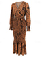 cheap Cocktail Dress-Women&#039;s Midi Dress Cocktail Dress Sheath Dress Fashion Vacation Holiday Tea Party Regular Fit Leopard Long Sleeve V Neck Black Khaki Apricot Summer