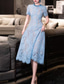 cheap Tea Length-Dress Mother of the Bride Dress Elegant Vintage Casual Crew Neck Ankle Length Lace Short Sleeve with Flower