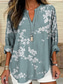 cheap Floral Tops-Women&#039;s Shirt Long Sleeve Tunic Tops Floral Graphic Vintage Tropical Hawaiian V Neck Regular Tops Daily Holiday Beach Wear Print Pink Navy Blue Blue Green Khaki Summer Spring
