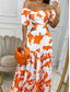 ieftine Rochii cu Imprimeu-Pentru femei Rochii Midi Rochie Boho cu maneca lunga Elegant Stilat Sexy Supradimensionat Floral Manșon scurt De Pe Umăr Vernil Albastru piscină Portocaliu Trifoi Vară Primăvară