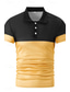 cheap Men&#039;s Classic Polo-Men&#039;s Golf Shirt Golf Polos Shirts Work Business Lapel Short Sleeve Modern Comfortable Color Block Patchwork Buttons Summer Spring Regular Fit Wine Pinky Yellow Blue Green Light Sky Blue Golf Shirt