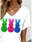 cheap Animals tee-Easter Women&#039;s T Shirt Graphic Animal Elegant Vintage Casual Short Sleeve V Neck Regular Tops Daily Weekend Vacation Wear Print White Summer