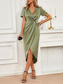 cheap Cocktail Dress-Women&#039;s Midi Dress Party Dress Cocktail Dress Satin Dress Elegant Fashion Romantic Wedding Party Wedding Guest Regular Fit Plain Short Sleeve V Neck Black Champagne Wine Green Summer