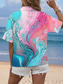 cheap Art&amp;Design Tops-Women&#039;s Shirt Graphic Marble Daily Stylish Short Sleeve Shirt Collar Regular Tops Daily Blue Summer Spring