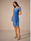 cheap Dress Sets-Women's Wedding Guest Jacket Dress Lace Dress Chiffon Dress Cocktail Dresses Formal Dresses Cardigan Ruched Long Sleeve Cocktail Party Blue Spring Summer Fall