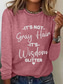 cheap Humor&amp;Quotes tee-Women&#039;s T Shirt Graphic Letter Casual Long Sleeve Crew Neck Regular Tops Daily Print Black White Pink Gray Spring Fall