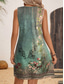 cheap Boho Dress-Women's Mini Dress Sundress Summer Dress Vacation Boho Daily Holiday Regular Fit Floral Graphic Paisley Sleeveless Crew Neck Green Summer