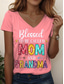 cheap Mother&#039;s Day-Mother&#039;s Day Women&#039;s T Shirt Graphic Letter Casual Short Sleeve V Neck Regular Tops Daily Weekend Print Black Yellow Pink Blue Purple Summer Spring MOM
