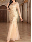 cheap Under $129.99-Dress Mother of the Bride Dress Elegant Party Crew Neck Floor Length Polyester Long Sleeve with Embroidery