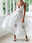 cheap White Casual Dresses-Women&#039;s Midi Dress Cotton Linen Dress Slip Dress Boho Dress Basic Classic Modern Vacation Holiday Going out Regular Fit Plain Sleeveless Spaghetti Strap White Summer