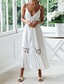cheap White Casual Dresses-Women&#039;s Midi Dress Cotton Linen Dress Slip Dress Boho Dress Basic Classic Modern Vacation Holiday Going out Regular Fit Plain Sleeveless Spaghetti Strap White Summer