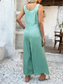 cheap Vacation Jumpsuit-Women&#039;s Normal Jumpsuit Streetwear Solid Color Sleeveless U Neck Buttons Street Daily Regular Fit Black Brown Green Summer