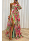 cheap Elegant Floral Dresses-Women&#039;s Long Dress Maxi Dress Prom Dress Party Dress Print Dress Elegant Fashion Party Special Occasion Regular Fit Flower Long Sleeve One Shoulder Yellow Purple Green Summer